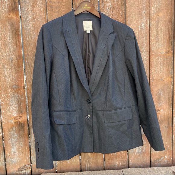 Sejour Jackets & Blazers - SEJOUR Women’s Gray Navy Blazer Jacket Single Breasted Size 18W